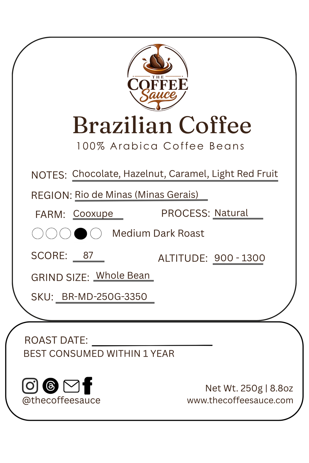 Brazilian Coffee - 250g | 100% Arabica Beans