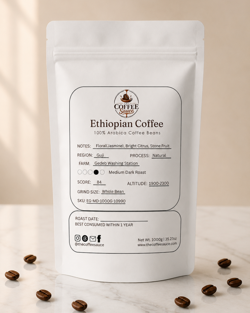 Ethiopian Coffee - 1000g | 100% Arabica Beans