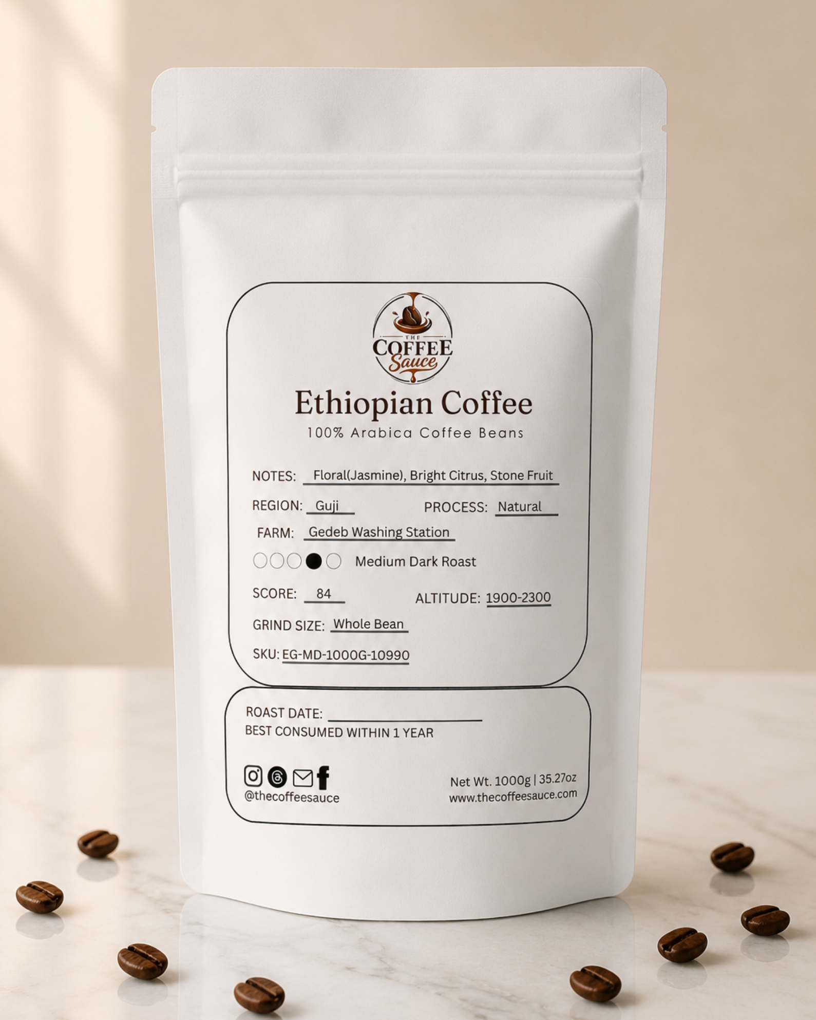 Ethiopian Coffee - 1000g | 100% Arabica Beans